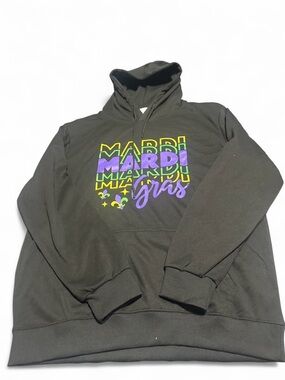 Mardi Gras black hoodie with colorful graphic #mardigras #party XL